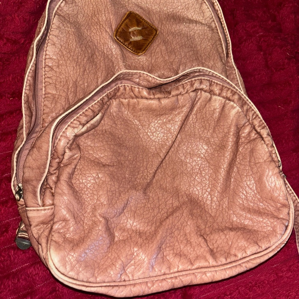 Floral Pattern Leather Backpack - image 1